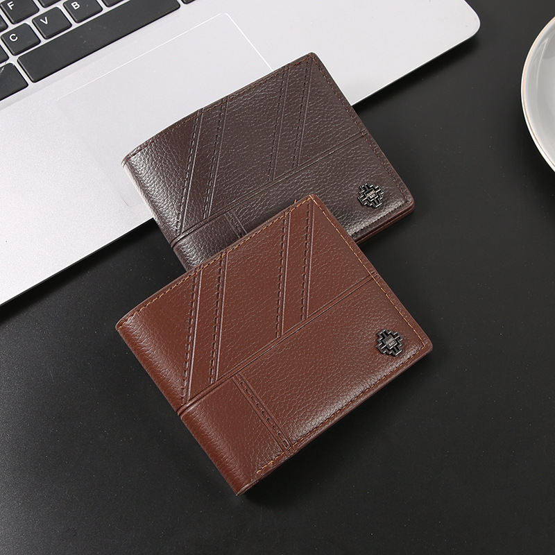 Portofel bărbătește scurt din PU, suport pentru card încorporat, mai multe compartimente pentru carduri, capacitate mare, rezistent la uzură