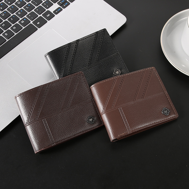 Portofel bărbătește scurt din PU, suport pentru card încorporat, mai multe compartimente pentru carduri, capacitate mare, rezistent la uzură