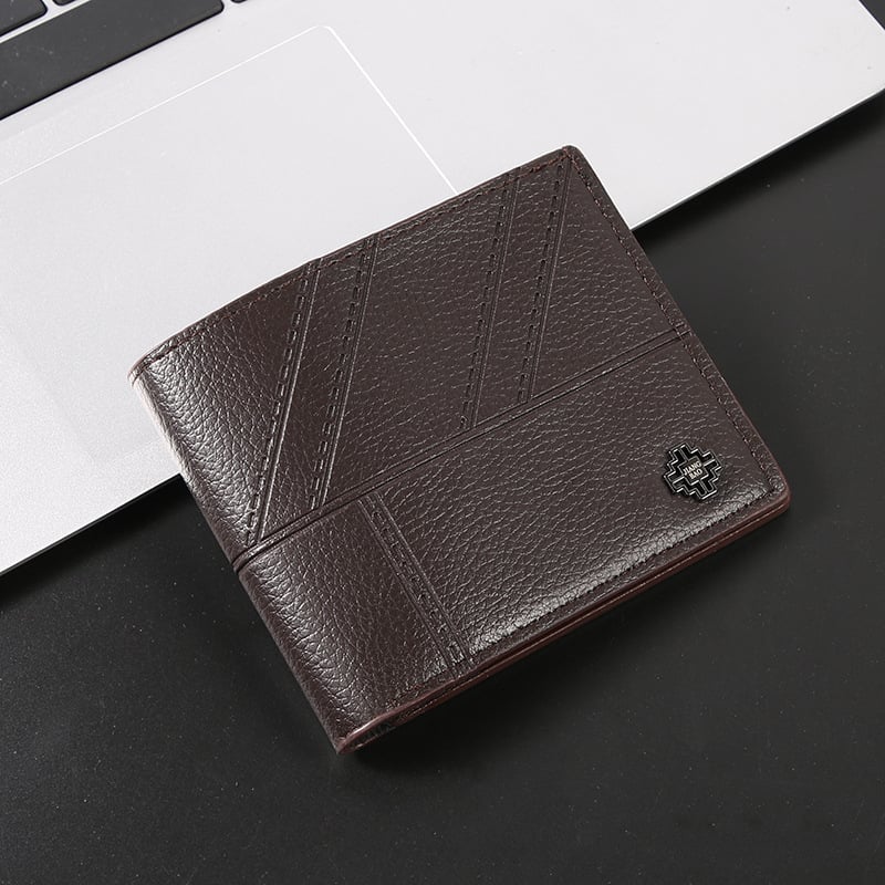 Portofel bărbătește scurt din PU, suport pentru card încorporat, mai multe compartimente pentru carduri, capacitate mare, rezistent la uzură