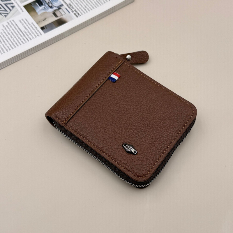 Bevis muški novčanik sa zipom - PU materijal, Lychee kože tekstura, otporan na habanje, velik kapacitet, retro stil