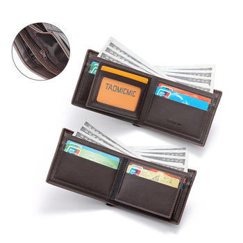 Portofel bărbătesc ultra-subțire, scurt – din PU, 1 pli, căptușeală poliester, stil casual