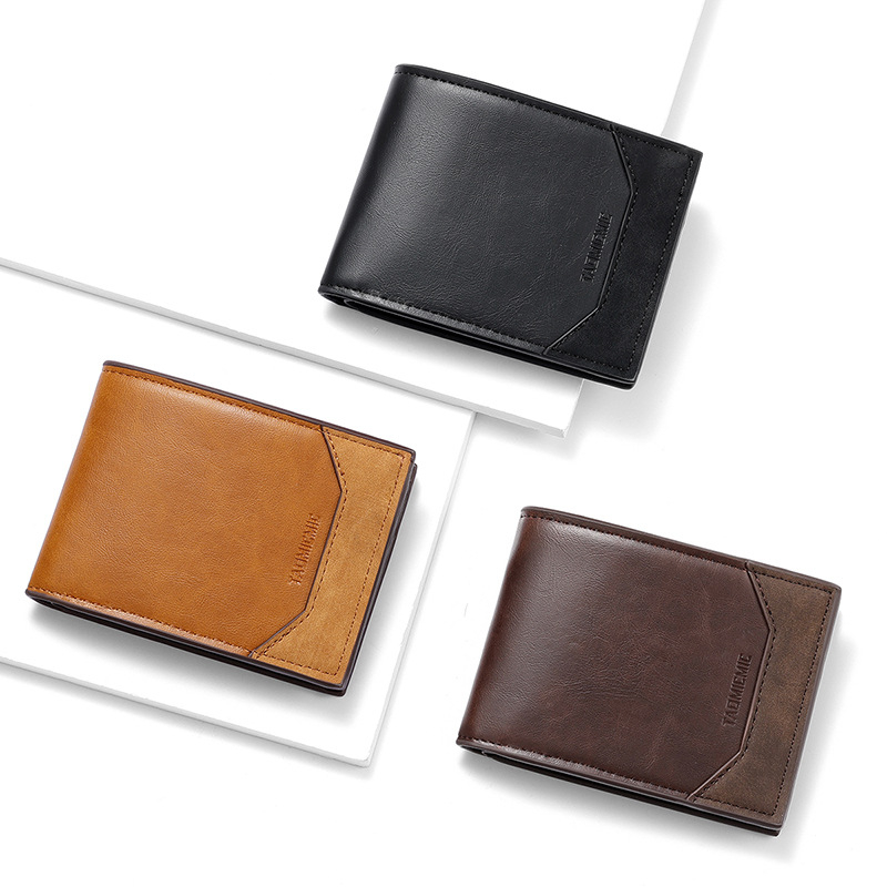 Portofel bărbătesc ultra-subțire, scurt – din PU, 1 pli, căptușeală poliester, stil casual
