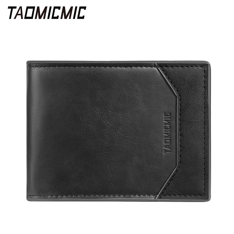 Portofel bărbătesc ultra-subțire, scurt – din PU, 1 pli, căptușeală poliester, stil casual