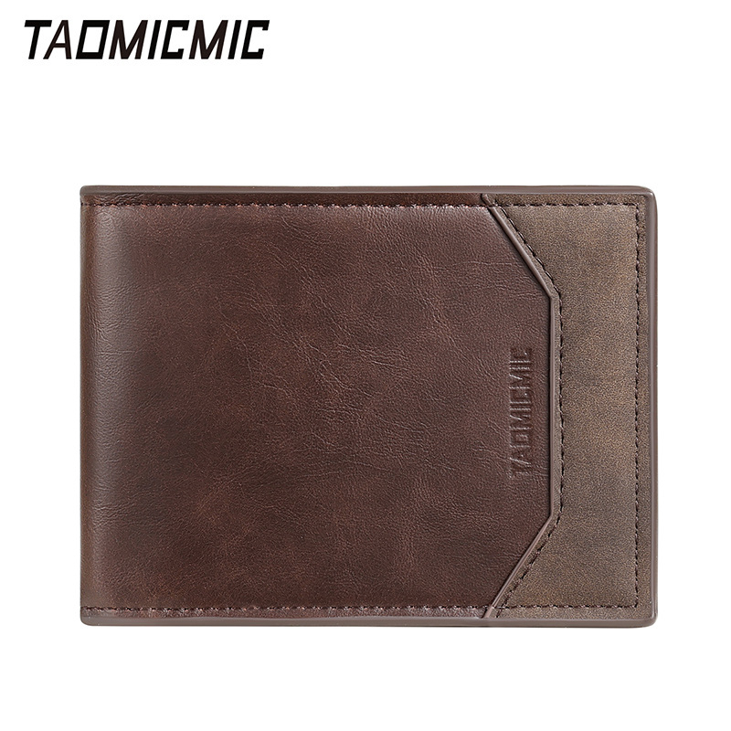 Portofel bărbătesc ultra-subțire, scurt – din PU, 1 pli, căptușeală poliester, stil casual