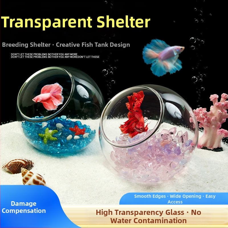 Σετ διακοσμήσεων τοπίου ενυδρείου — γυάλινη κατασκευή; στρογγυλός σχεδιασμός; παρατήρηση και κάλυψη; εξοπλισμός ενυδρείου