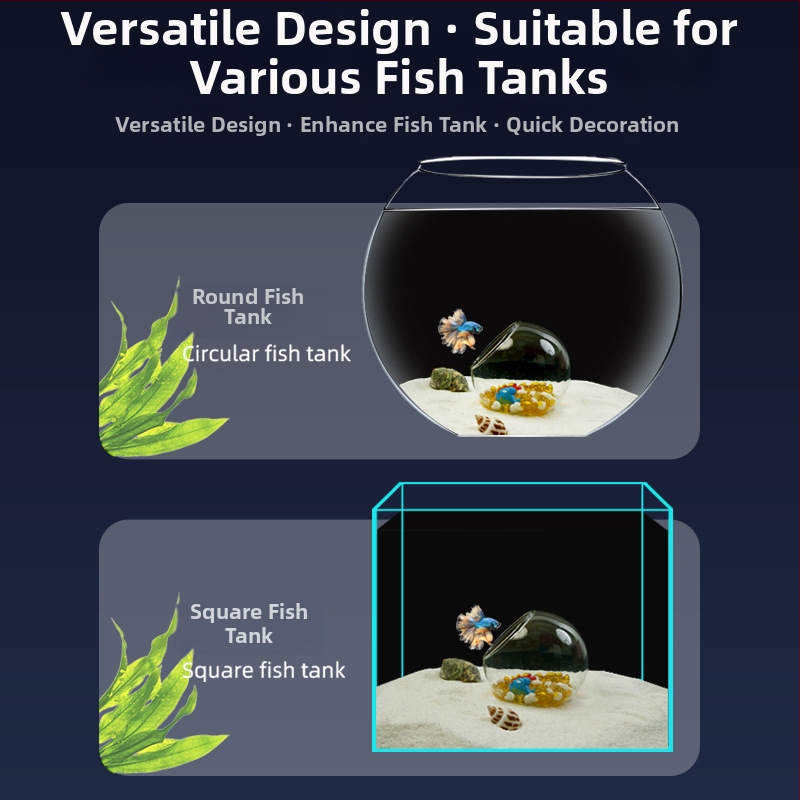 Sada akvarijných dekorácií pre krajinku — sklenená konštrukcia; guľatý štýl; na zobrazenie a skrývanie; príslušenstvo k akváriu