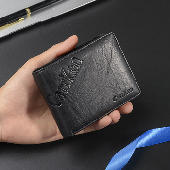 CarrKen Portofel scurt pentru bărbați, PU, rezistent la uzură, căptușeală din poliester