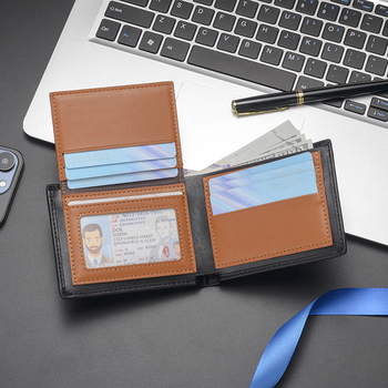 CarrKen Portofel scurt pentru bărbați, PU, rezistent la uzură, căptușeală din poliester