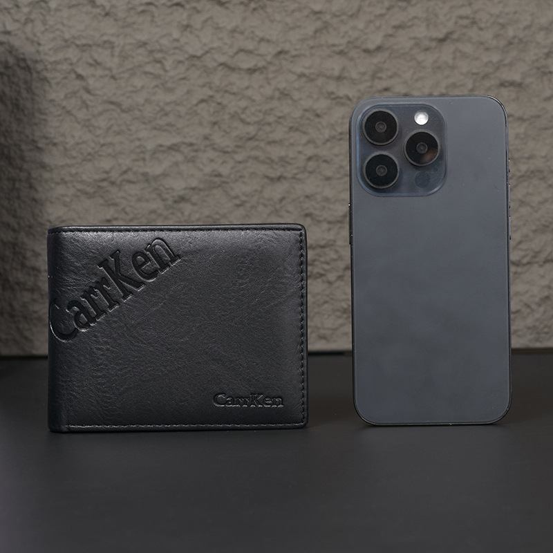 CarrKen Portofel scurt pentru bărbați, PU, rezistent la uzură, căptușeală din poliester