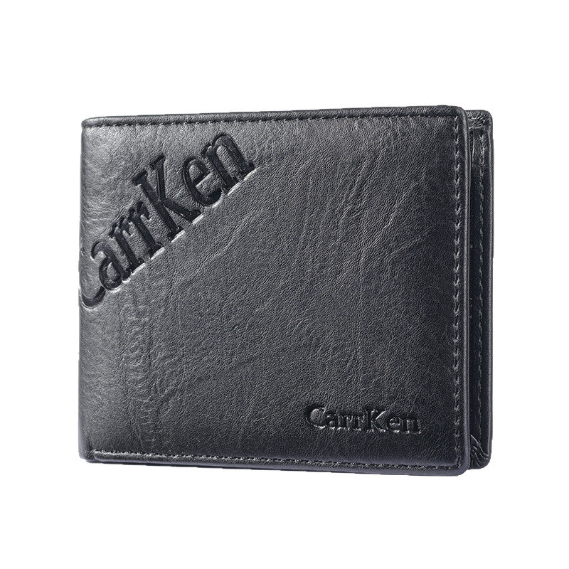 CarrKen Portofel scurt pentru bărbați, PU, rezistent la uzură, căptușeală din poliester