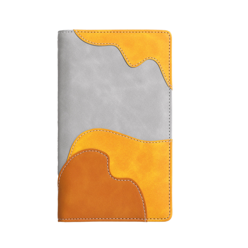 Dugi PU novčanik s dvostrukim preklopom, patchwork geometrijski uzorak, korejski stil