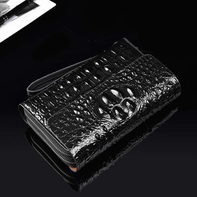 Muški clutch s uzorkom krokodila, reljefna prirodna koža, poslovni stil, otporan na habanje, poliester podstava