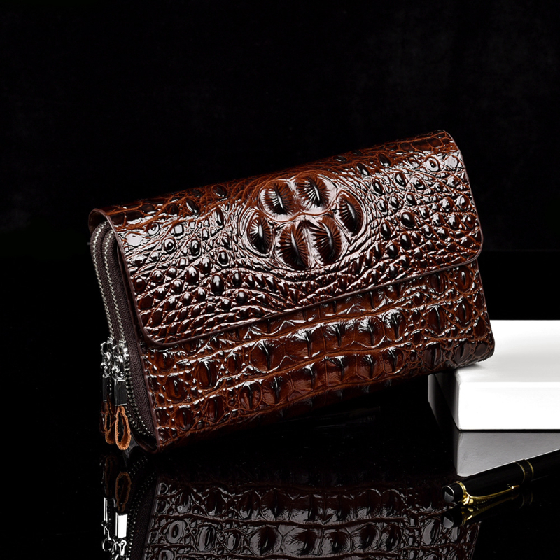 Muški clutch s uzorkom krokodila, reljefna prirodna koža, poslovni stil, otporan na habanje, poliester podstava