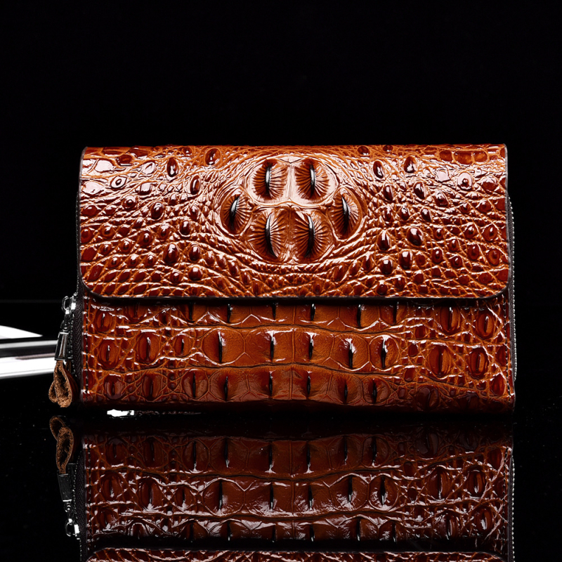 Muški clutch s uzorkom krokodila, reljefna prirodna koža, poslovni stil, otporan na habanje, poliester podstava