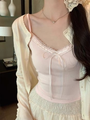 Без презрамки дантелен топ с панделка, къс модел, памук-нейлон смес 70-80% памук, до 30% найлон