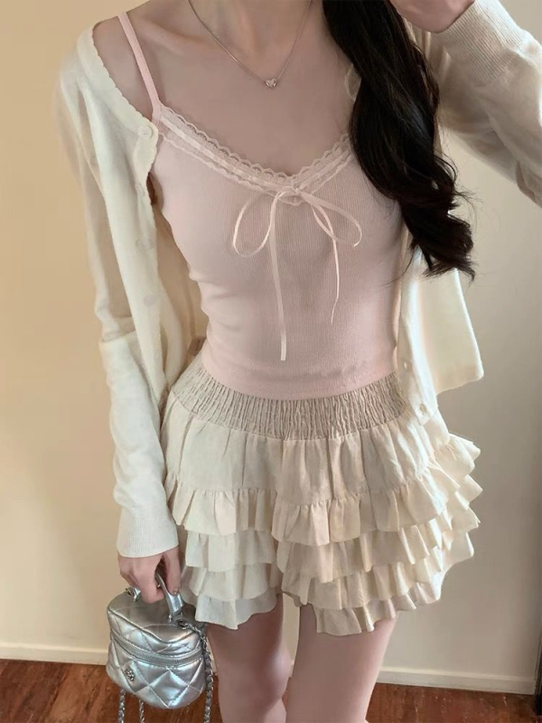 Без презрамки дантелен топ с панделка, къс модел, памук-нейлон смес 70-80% памук, до 30% найлон