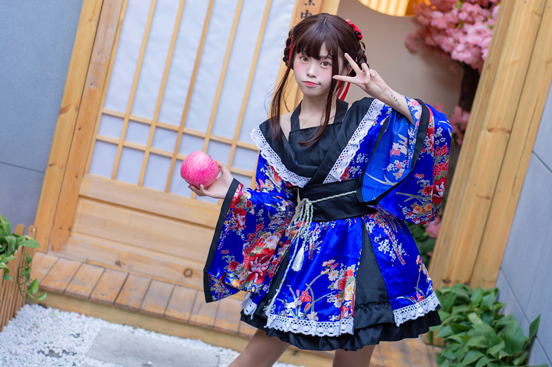 Žensko tradicionalno kimono za pozornicu cosplay, tiskani satenski materijal | Teacher Meow