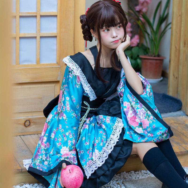 Žensko tradicionalno kimono za pozornicu cosplay, tiskani satenski materijal | Teacher Meow