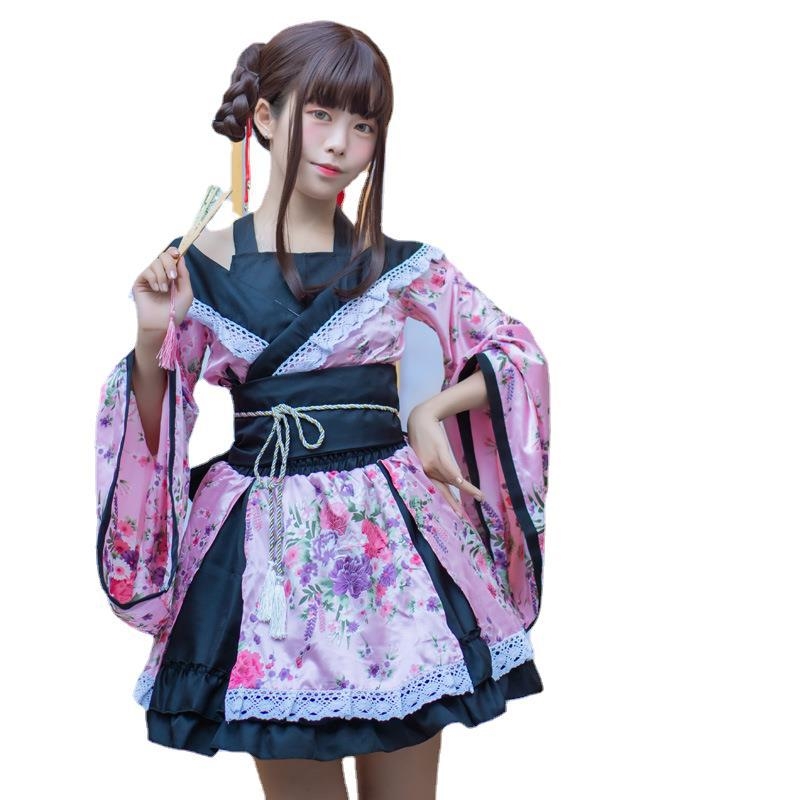Žensko tradicionalno kimono za pozornicu cosplay, tiskani satenski materijal | Teacher Meow