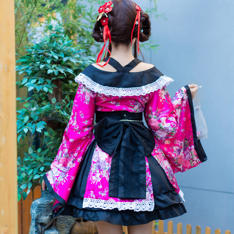 Žensko tradicionalno kimono za pozornicu cosplay, tiskani satenski materijal | Teacher Meow