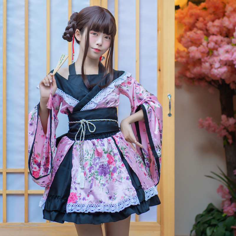 Žensko tradicionalno kimono za pozornicu cosplay, tiskani satenski materijal | Teacher Meow