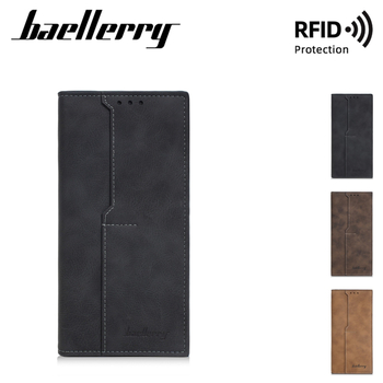 Baellerry muški novčanik od PU kože s RFID zaštitom, zatvarač, ultra lagan, više džepova za kartice