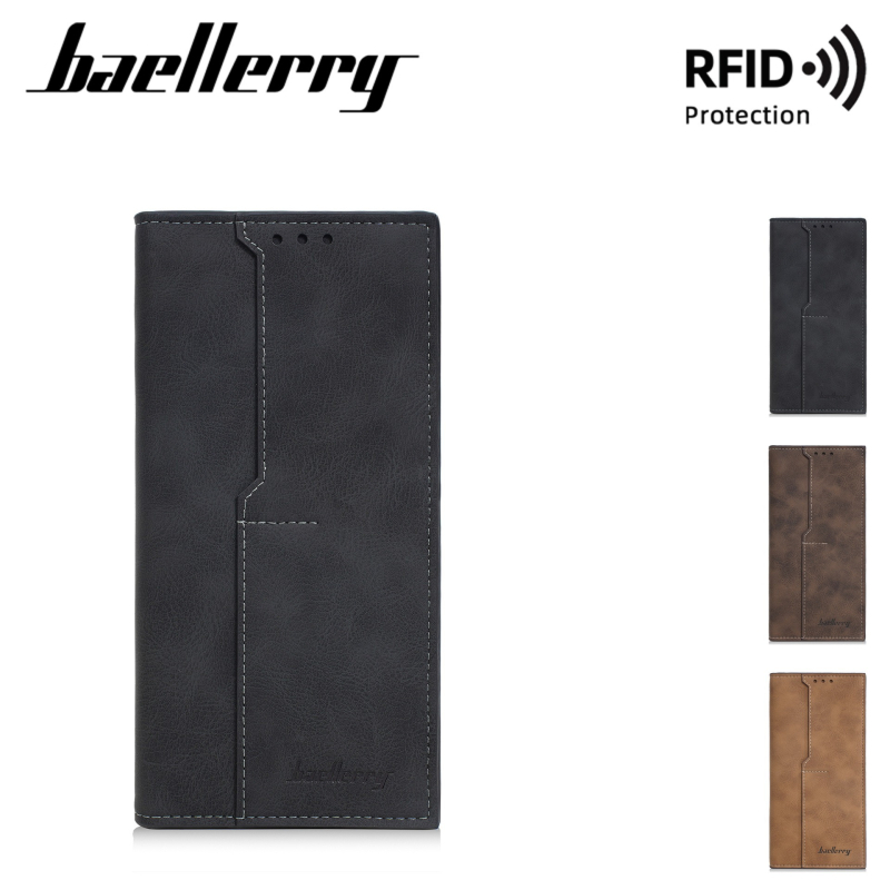 Baellerry muški novčanik od PU kože s RFID zaštitom, zatvarač, ultra lagan, više džepova za kartice