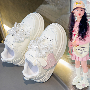 Pantofi de alergare pentru fete – partea superioară din piele sintetică, respirabile, închidere cu Velcro, talpă din cauciuc, lansare primăvara 2025