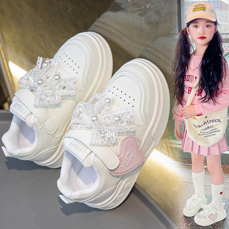 Pantofi de alergare pentru fete – partea superioară din piele sintetică, respirabile, închidere cu Velcro, talpă din cauciuc, lansare primăvara 2025