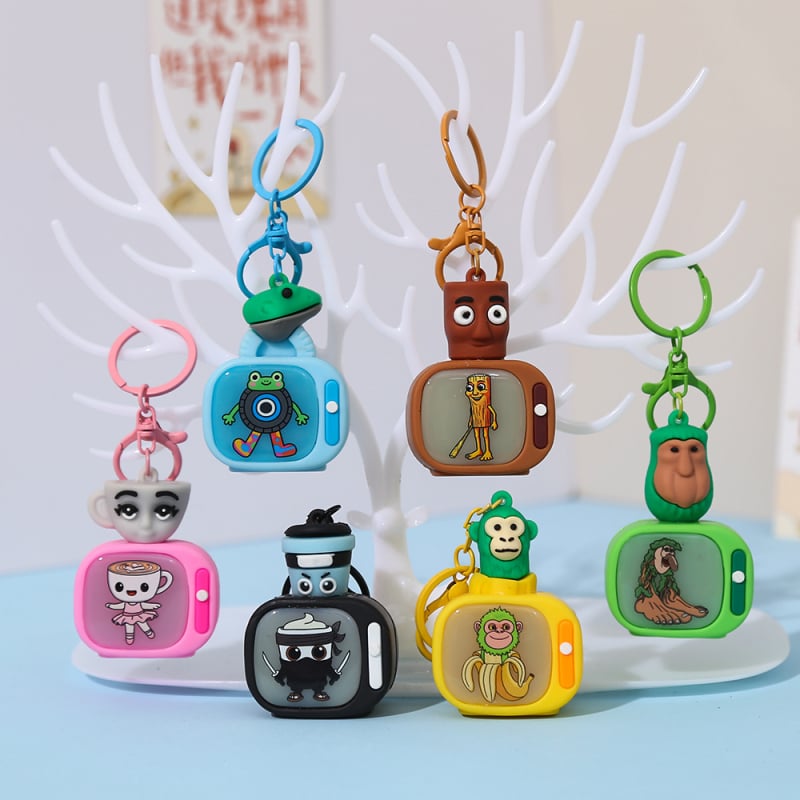 LED светещ ключодържател, карикатурен дизайн, мек PVC, индивидуално опакован
