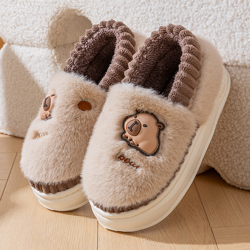 Pamukaste papuče za djecu i tinejdžere, s plišanim gornjim dijelom, anti-slip EVA đon, crtani uzorak, održavaju toplinu