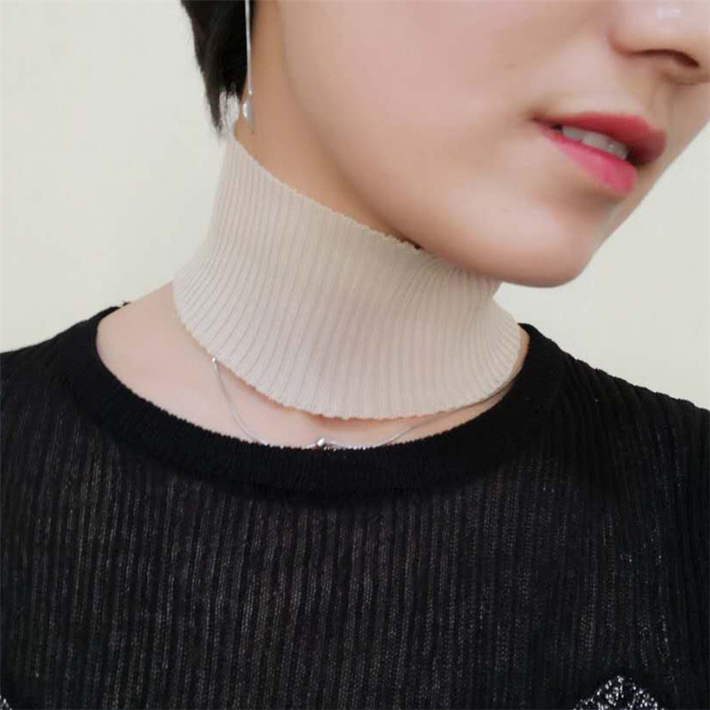 Šal s visokim ovratnikom od pletenine s lažnim ovratnikom, poliester vlakno, jedinstven uzorak, korejski stil, podstava: smjesa materijala