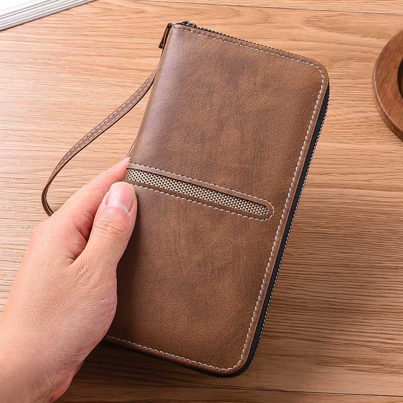 Muški dugi clutch novčanik sa zipom i pretincom za telefon, PU materijal, model 9061, izuzetno lagan, otporan na habanje, velik kapacitet