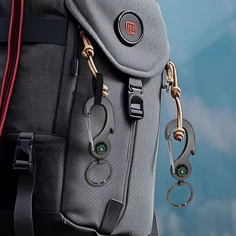 Mingxin ключодържател от цинкова сплав с компас, многофункционална висулка, модерен минималистичен дизайн, индивидуално опакован подарък