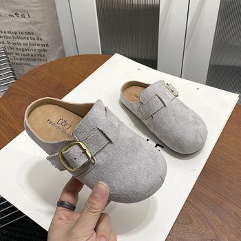 Sandale unisex pentru copii, cu deget închis, din velur pe partea superioară, talpă antiderapantă din TPR, slip-on, pentru vârstele 4–16 ani