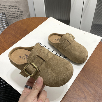 Sandale unisex pentru copii, cu deget închis, din velur pe partea superioară, talpă antiderapantă din TPR, slip-on, pentru vârstele 4–16 ani