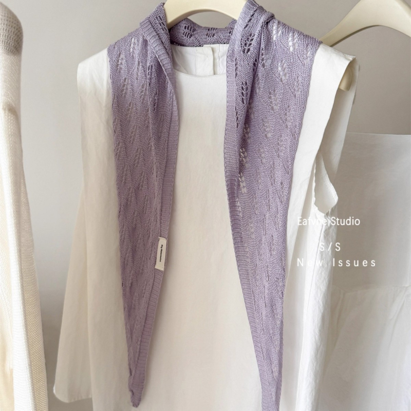 Șal tricotat pentru femei, model monocrom, țesut prin warp knitting, purtare în toate sezoanele