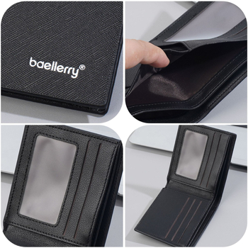 Portofel scurt masculin cu mai multe compartimente pentru carduri, PU mat, Baellerry, ultra-usor, anti-furt