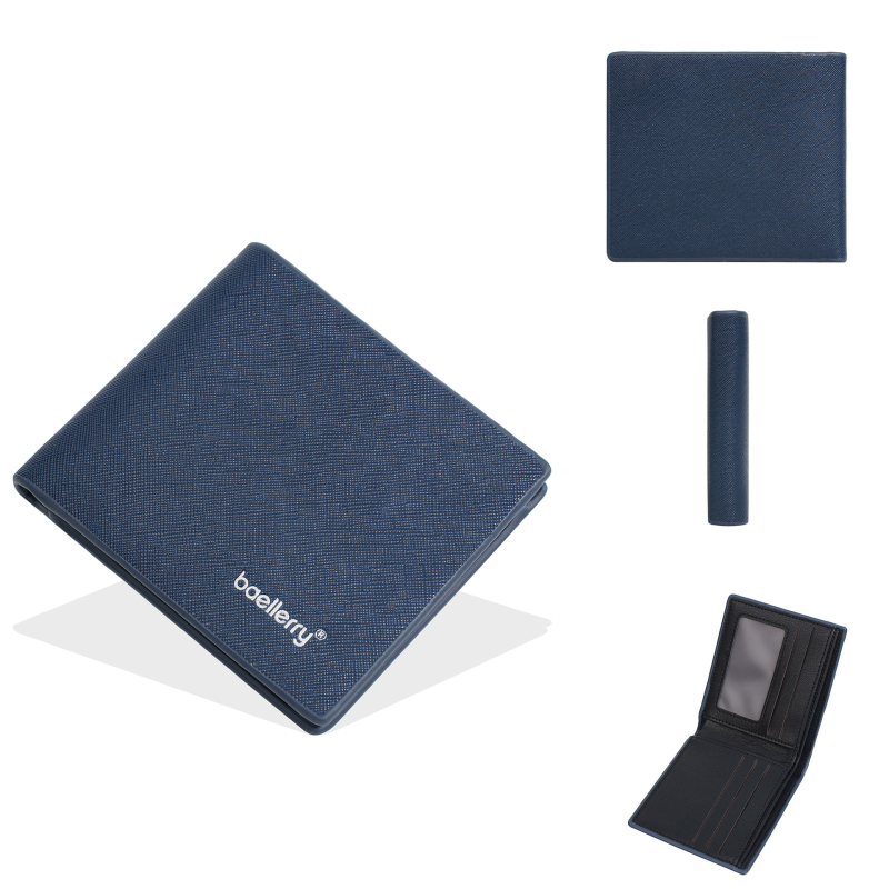 Portofel scurt masculin cu mai multe compartimente pentru carduri, PU mat, Baellerry, ultra-usor, anti-furt