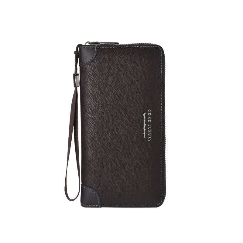 Portofel masculin cu geantă pentru telefon, PU piele, Design cu 3 pliuri, Portofel lung, Ultra-ușor, Extensibil, Stil urban minimalist