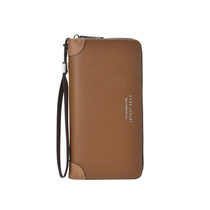 Portofel masculin cu geantă pentru telefon, PU piele, Design cu 3 pliuri, Portofel lung, Ultra-ușor, Extensibil, Stil urban minimalist