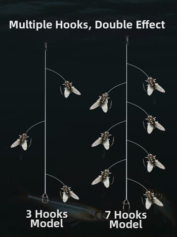 Комплект нишкови куки за мухарски риболов – антизаплитане, Caddis примамка, 16 куки