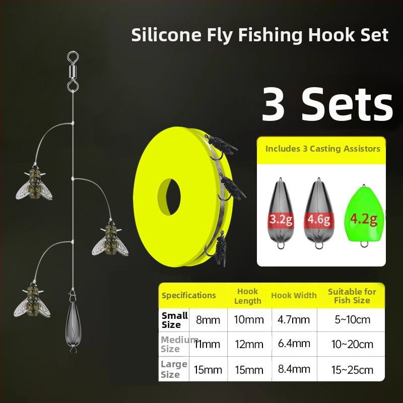 Комплект нишкови куки за мухарски риболов – антизаплитане, Caddis примамка, 16 куки