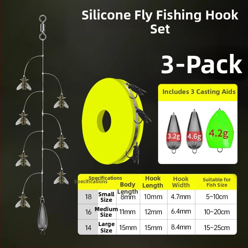 Комплект нишкови куки за мухарски риболов – антизаплитане, Caddis примамка, 16 куки