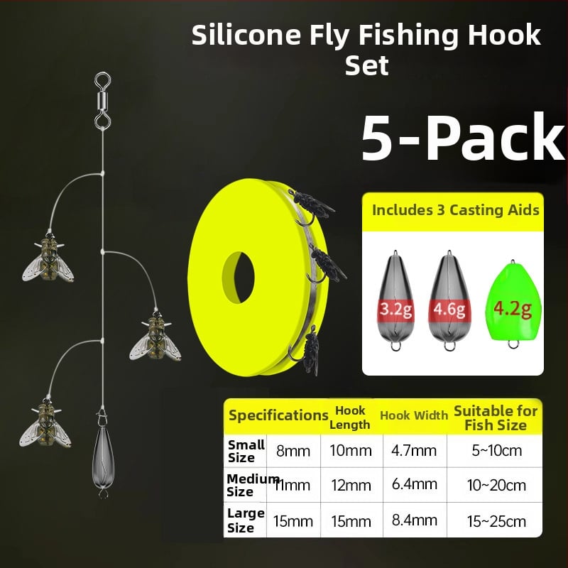 Комплект нишкови куки за мухарски риболов – антизаплитане, Caddis примамка, 16 куки
