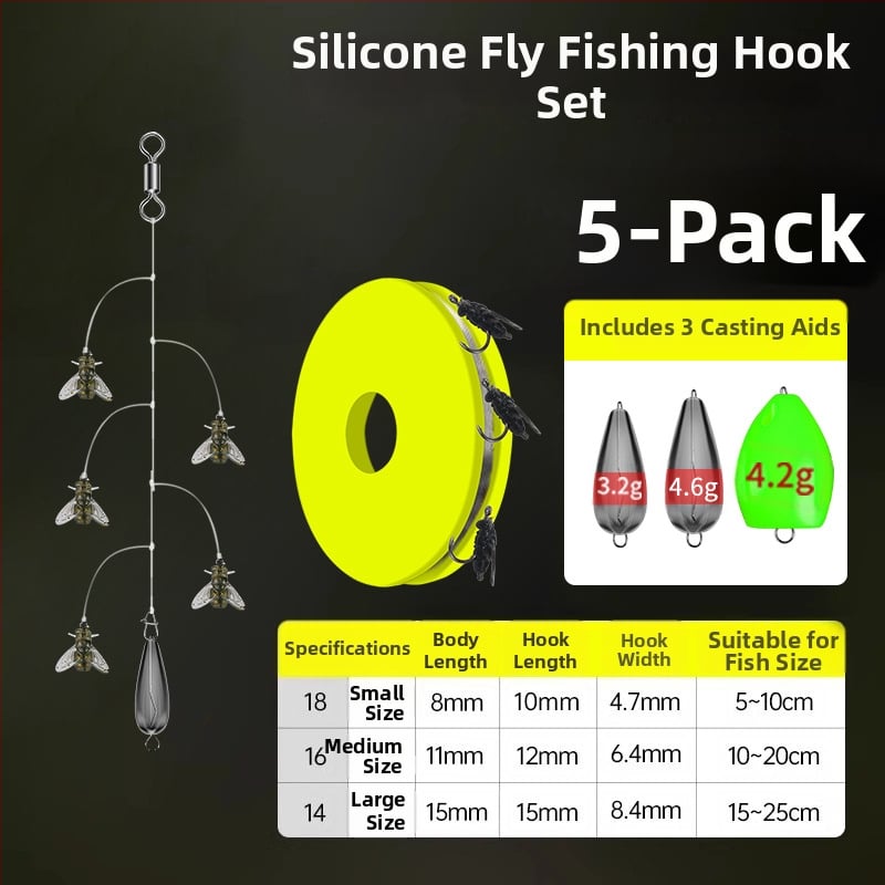 Комплект нишкови куки за мухарски риболов – антизаплитане, Caddis примамка, 16 куки