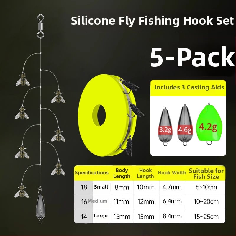 Комплект нишкови куки за мухарски риболов – антизаплитане, Caddis примамка, 16 куки