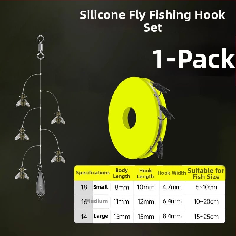 Комплект нишкови куки за мухарски риболов – антизаплитане, Caddis примамка, 16 куки