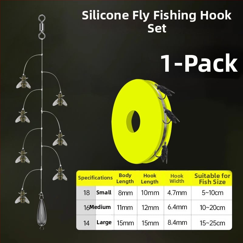 Комплект нишкови куки за мухарски риболов – антизаплитане, Caddis примамка, 16 куки