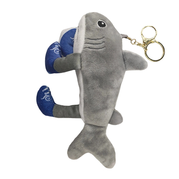 Плюшен ключодържател: акула-бебе и бананова маймуна, PP памук за пълнеж, супер мека къса плюшена повърхност, модел HN00066, персонализиране по мостра, унисекс, 7–14 г